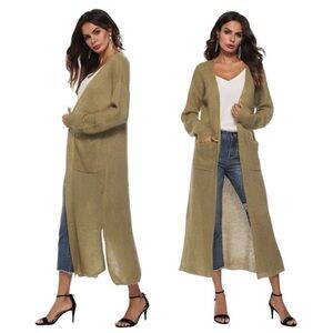 NWOT kaki Long Cardigan-lightweight